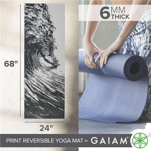 Yoga Mat-Premium 6mm Print Reversible Extra Thick NonSlip Exercise & Fitness Mat - Picture 3 of 7